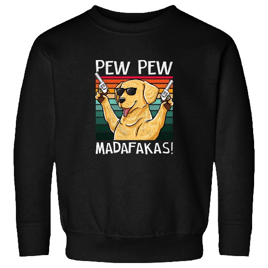 Labrador Pew Pew Dog vintages Retro Sunset Dogs Guns Nerd Sweatshirts