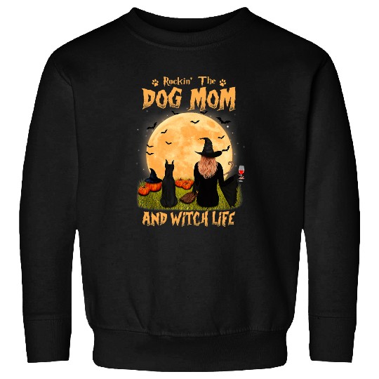 Rocking The Dog Mom Witch Life Miniature Pinscher Halloween Sweatshirts