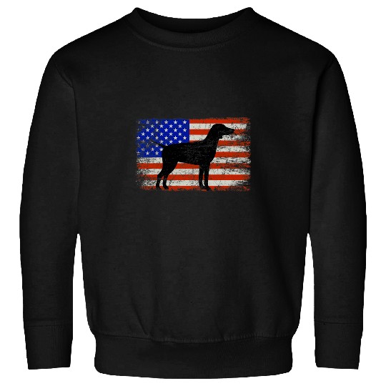 German Shorthaired Pointer Dog vintages American USA Flag Sweatshirts