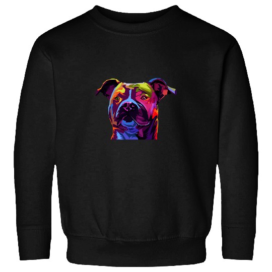 Pitbull Pittie Mom Pittie Dad Dog Lovers Watercolor Pop Arts Sweatshirts
