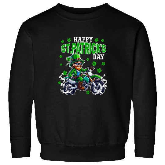 St Patricks Day Man Riding Dirt Bike Shamrocks Biker Lover Sweatshirts