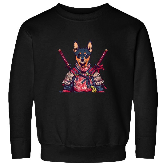 Miniature Pinscher Samurai Funny Dog Warrior Sweatshirts