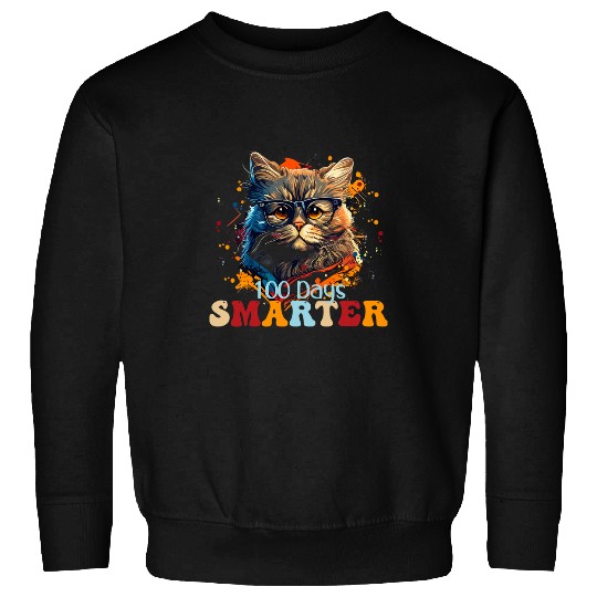 Discover 100 Days Smarter Cat 100 Days Of School Girls Student 1 Sweatshirts