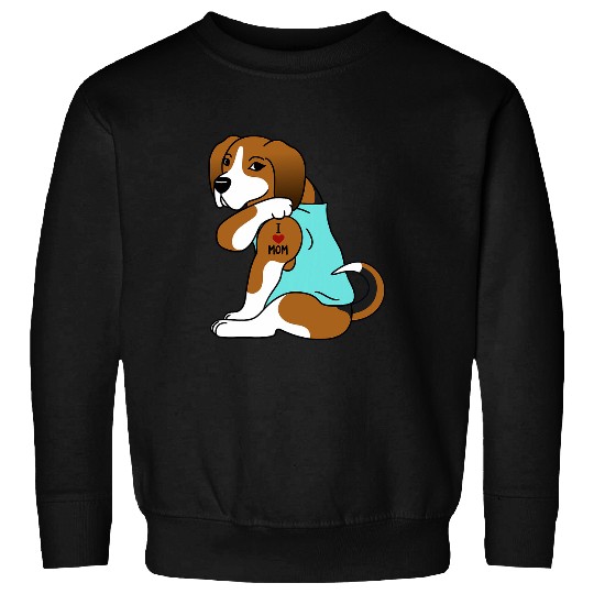 I Love Mom Tattoo Basset Hound Funny Mothers Day Dog Sweatshirts