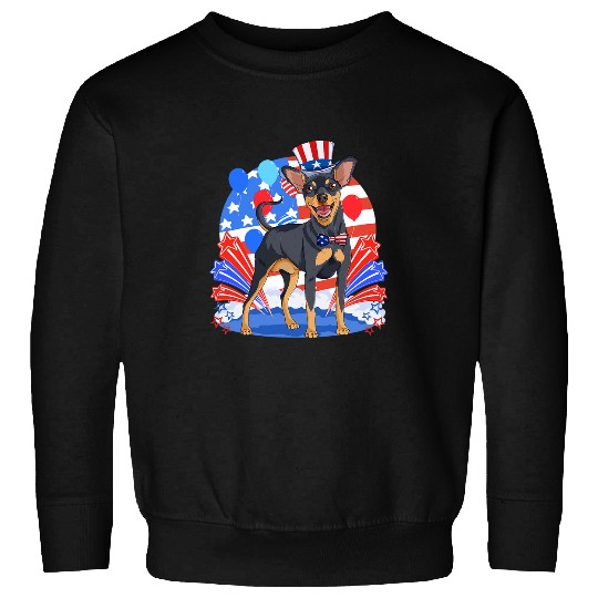 Miniature Pinscher Merica 4th of July American Patriotic Sweatshirts
