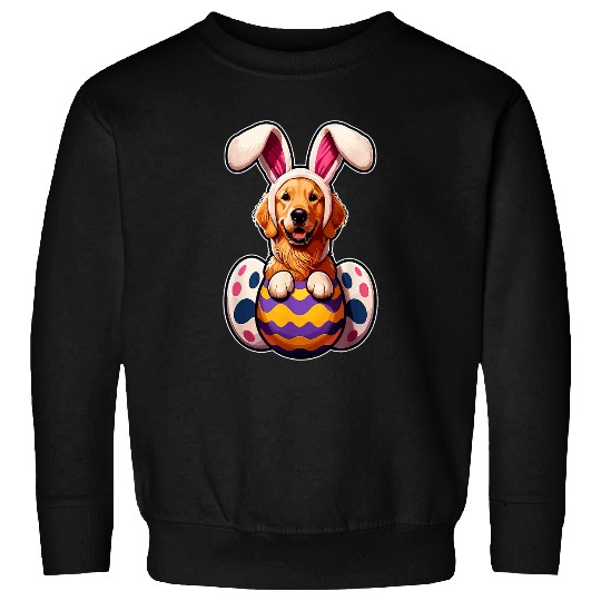 Labrador Golden Retriever Bunny Ears Eggs Cute Easter Dog Sweatshirts