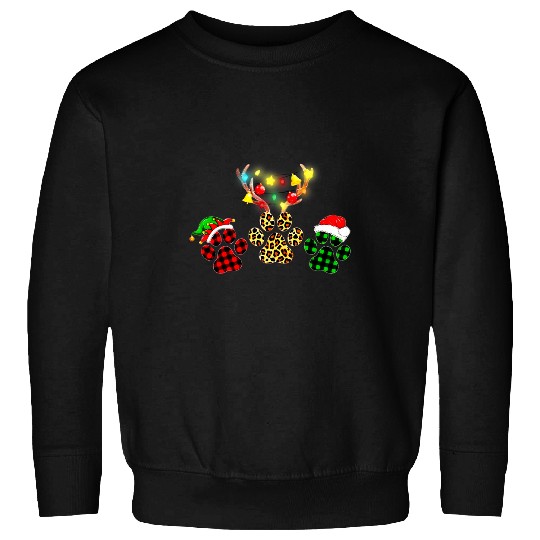 Leopard buffalo plaids Paws Dog Dad Mom Boy Girl Christmas Sweatshirts