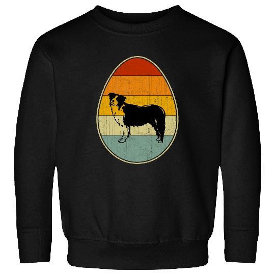 Retro Style Easter Egg Graphic Easter Day Border Collie Dog Sweatshirts
