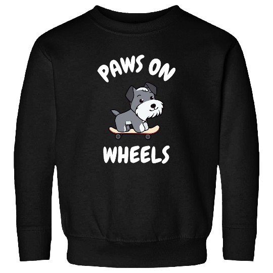 Schnauzer Paws on Wheels Funny Dog Skateboarding Sweatshirts