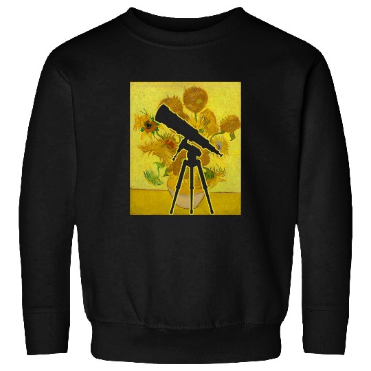 Space Telescope Sunflowers Stargazing Painting Astronomer 1 Sweatshirts