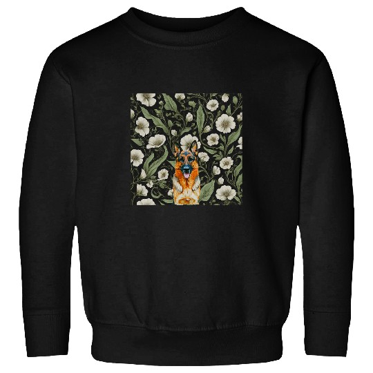 German Shepherd White vintages Flower Floral Sweatshirts