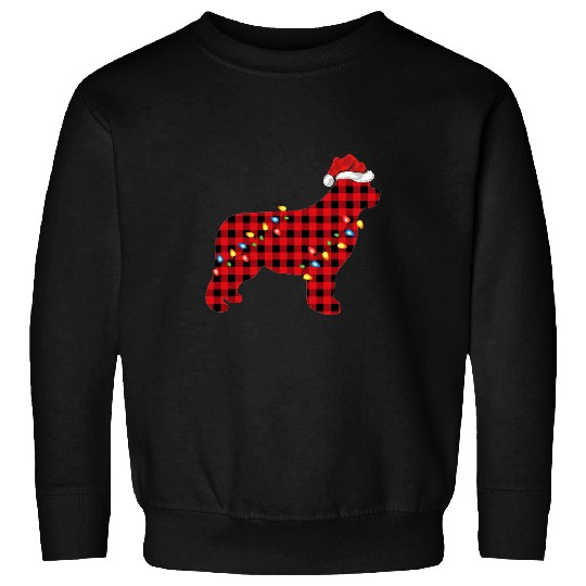 Red buffalo plaids Santa Newfoundland Dog Christmas Pajama Sweatshirts