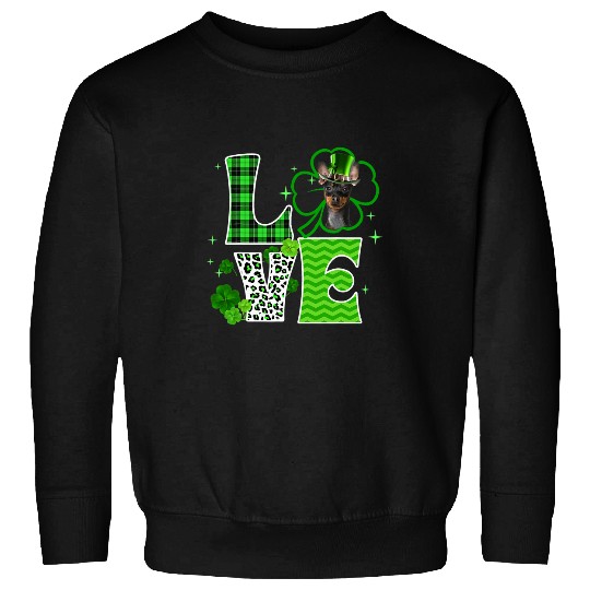 Miniature Pinscher Shamrock Clover Irish St Patricks Day Sweatshirts