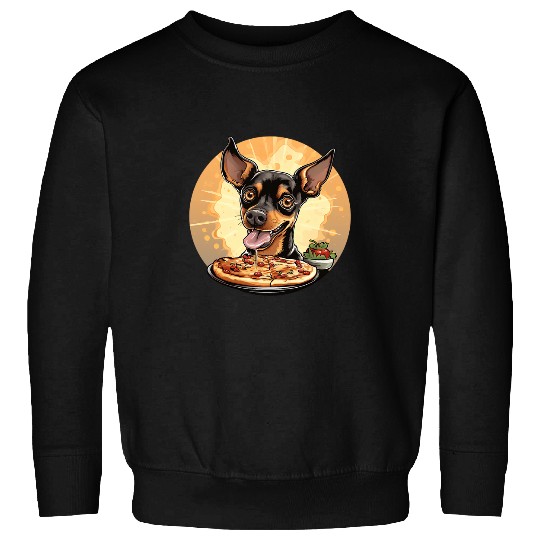 Miniature Pinscher Pizza Funny Dog Food Sweatshirts