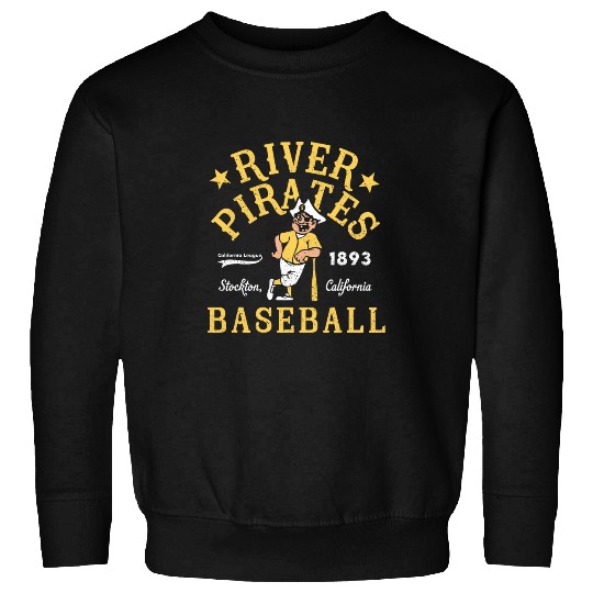 Stockton River Pirates californias vintages Defunct Baseball Sweatshirts
