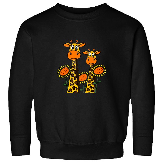 Smilealottees Cool Giraffe and Sunflowers Art Sweatshirts