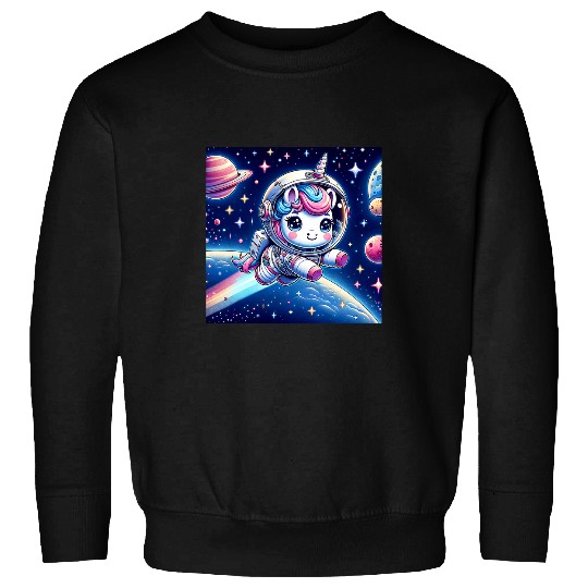Kawaii Unicorns in Space Cute Astronaut Unicorn Sweatshirts