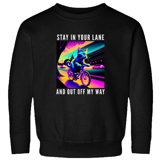 Stay In Your Lane Cat Biking Bicycle Sweatshirts
