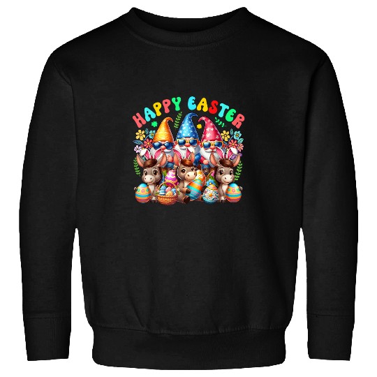 Discover Happy Easter Squad Three Gnomes Bunny Donkeys Hunting Eggs Sweatshirts