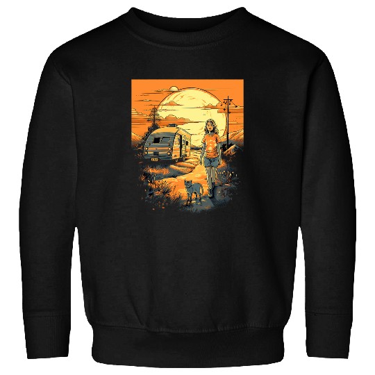 Teardrop Trailer Cat Lover RV Camping Camper Park Outdoor 1 Sweatshirts