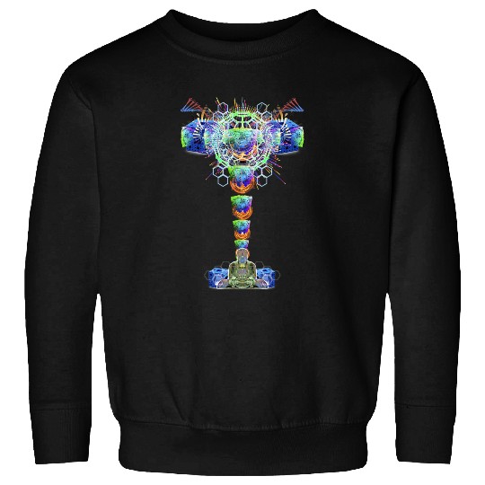 psychedelics Meditator Buddha Trippy Yoga Geometry Art Sweatshirts