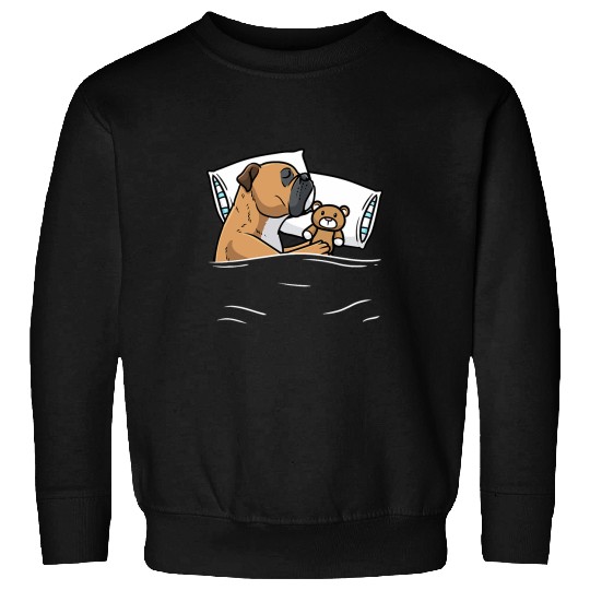 Sleeping Continental Bulldog Dog With Stuffed Animal 1 Sweatshirts