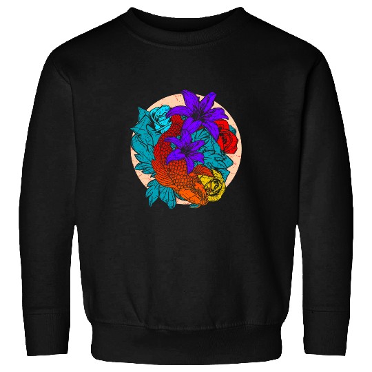 Koi Fish Flowers Japan Japanese Art Sweatshirts