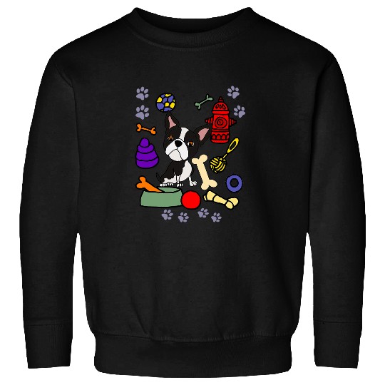 SmileteesPets Funny Boston Terrier and Dog Toys Art Sweatshirts