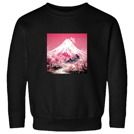 Nihon Elegance Sakura Ballet Amidst Ethereal Mountain Peaks Sweatshirts
