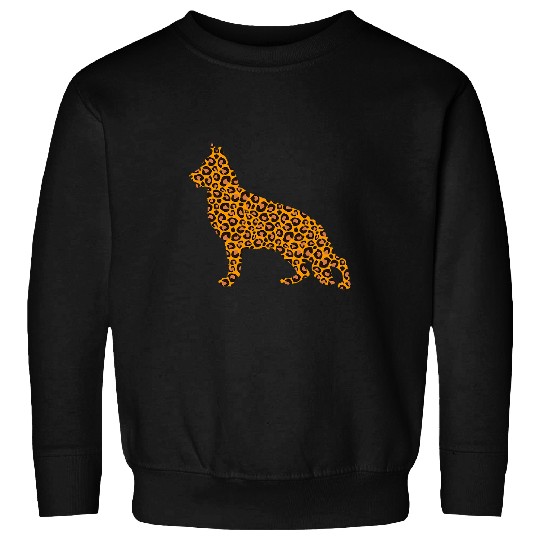 German Shepherd Leopard Print Animal Dog Pup Lover Women Men Sweatshirts