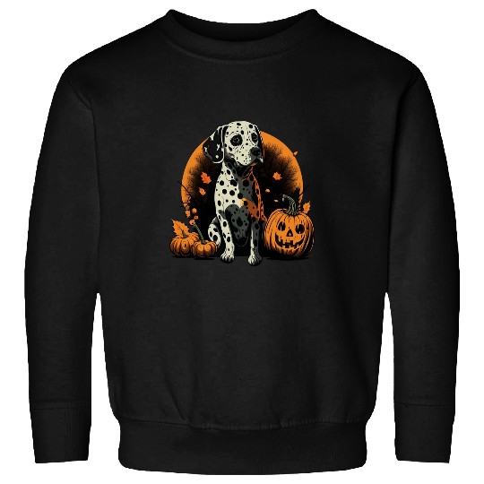 Pumpkin Dalmatian costume on Dalmatian Halloween Sweatshirts