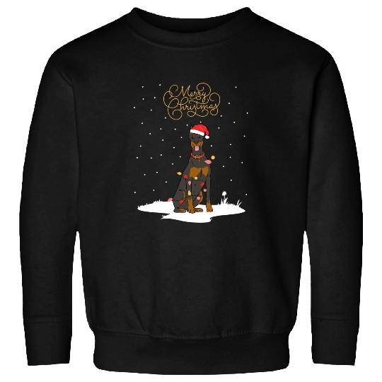Santa xmass Merry Christmas Doberman Sweatshirts