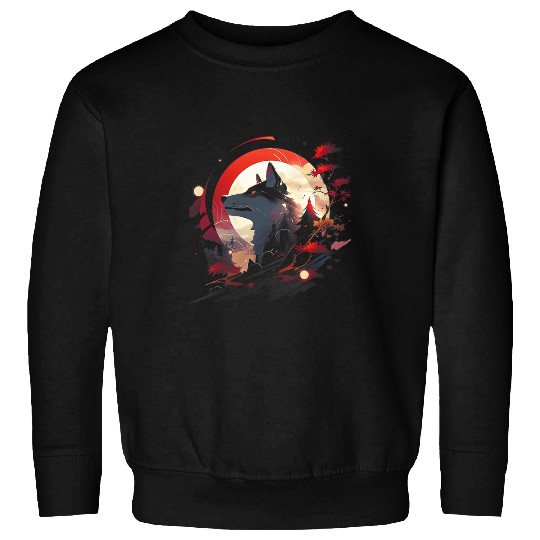 Japenese wolfs Wolves Mythology Nature Anime Otaku Sweatshirts