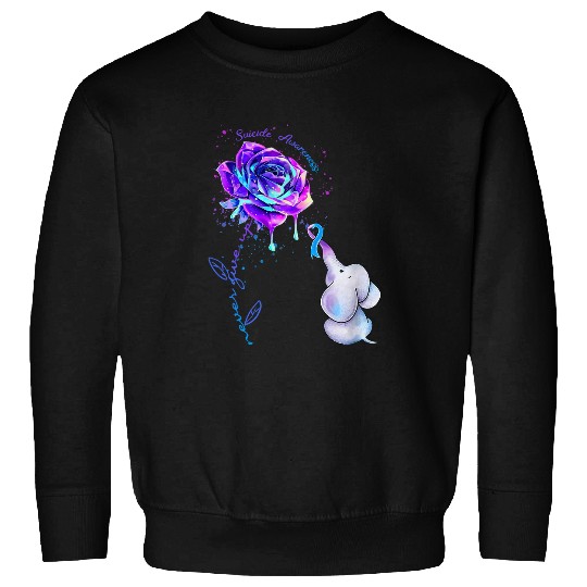 suicides prevention awareness flower elephant ribbon mens Sweatshirts