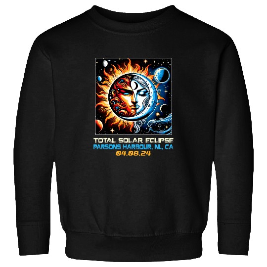Retro Solar Eclipse Parsons Harbour Newfoundland Canada Sweatshirts
