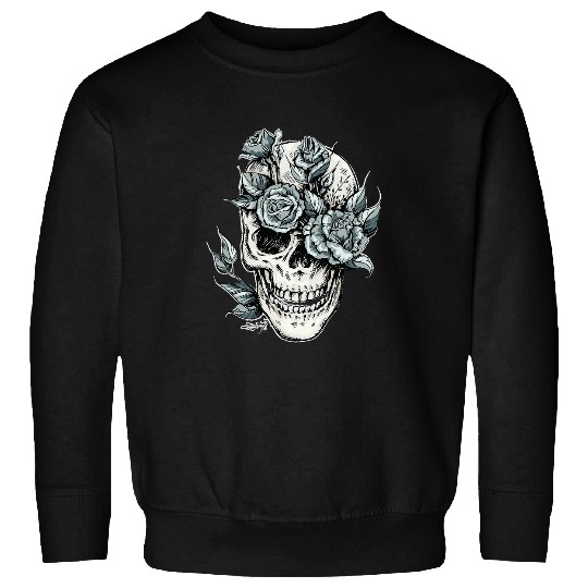 Skull And Roses Halloween Costume Skeletons Head Tattoo Sweatshirts
