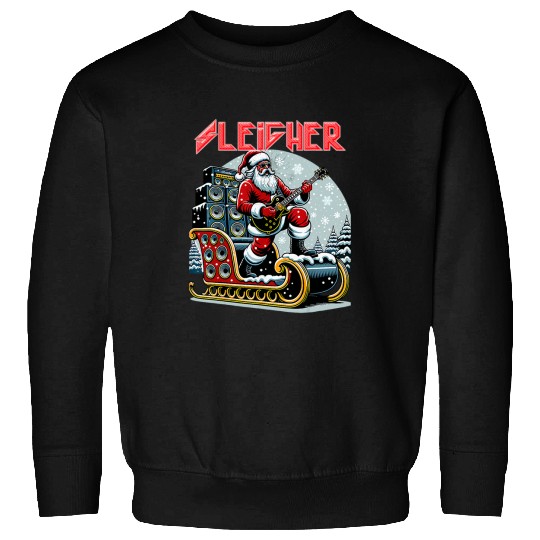 Sleigher Hail Santa Heavy Metal Christmas Rock xmass Art 2 Sweatshirts