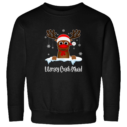 Literacy Coachs Squad Reindeer Santa Hat Christmas party Sweatshirts
