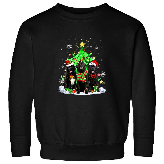 Santa Newfoundland Dog Squad Christmas Tree Lights Sweatshirts