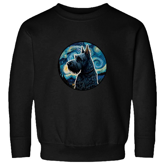Scottish Terrier Starry Night Painting Dog Mom Dad Sweatshirts