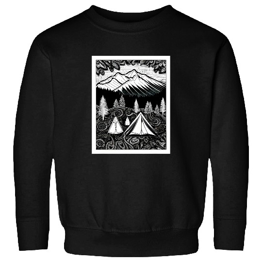Tent Camping in the Mountains Looks Like Art Sweatshirts