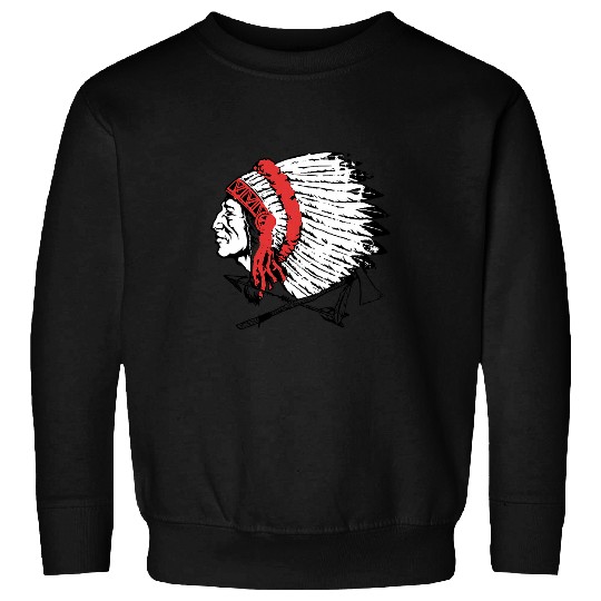 Trendy vintages Native American Warrior Profile Silhouette Sweatshirts