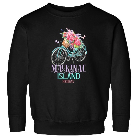Mackinac Island Michigan Souvenir vintages Bike Floral Biking Sweatshirts