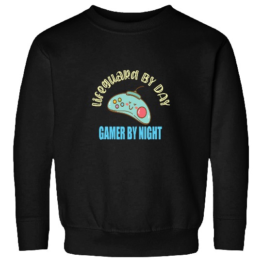 Lifeguard By Day Gamer By Night Funny Swim Job Video Kawaii Sweatshirts
