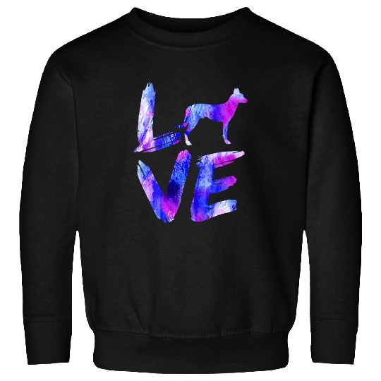 Love Dutch Shepherd Watercolor Blue Dog Mom Dad Sweatshirts