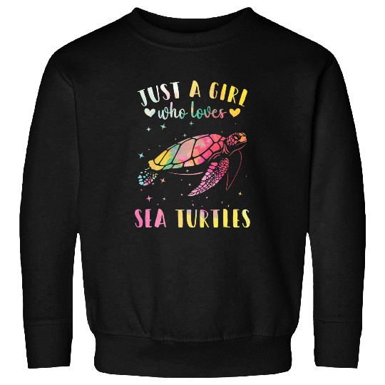Just a Girl Who Loves Sea Turtles Watercolor Sea Turtle Wome Sweatshirts
