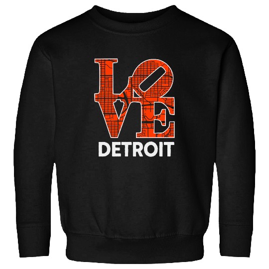 Love Detroit City Map Detroit Baseball 313 Sweatshirts