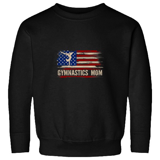 vintages Gymnastics Mom American USA Flag Sports Gift Sweatshirts