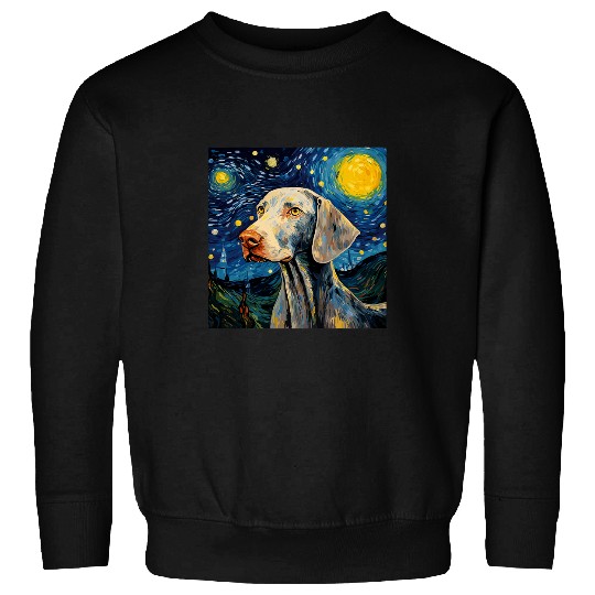 Weimaraner Starry Night For Dog Mom Dog Dad Sweatshirts