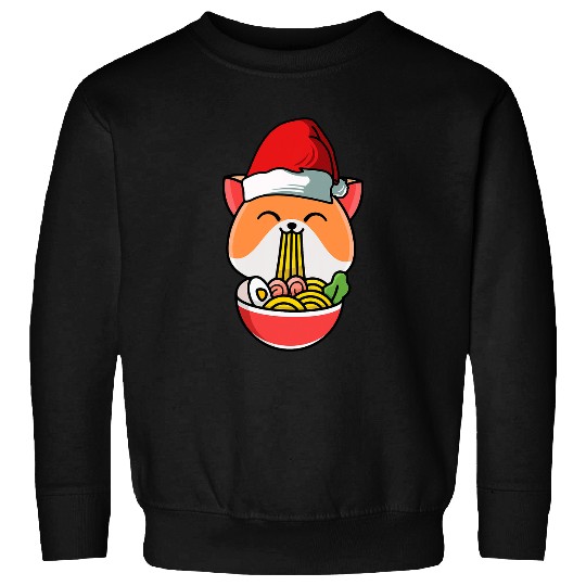 Dog Shiba Inu Eating Ramen Christmas Cute Kawaii Japanese Dog Sweatshirts